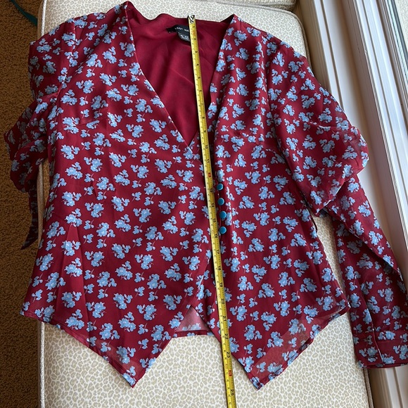 NWOT Lost Ink Puffed Long Sleeve Mock Wrap Blouse with Belt size XS - Picture 9 of 12